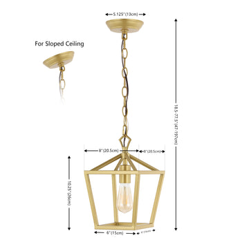 Oslin 8" Vintage Farmhouse Iron Chain Pagoda LED Pendant - JONATHAN Y